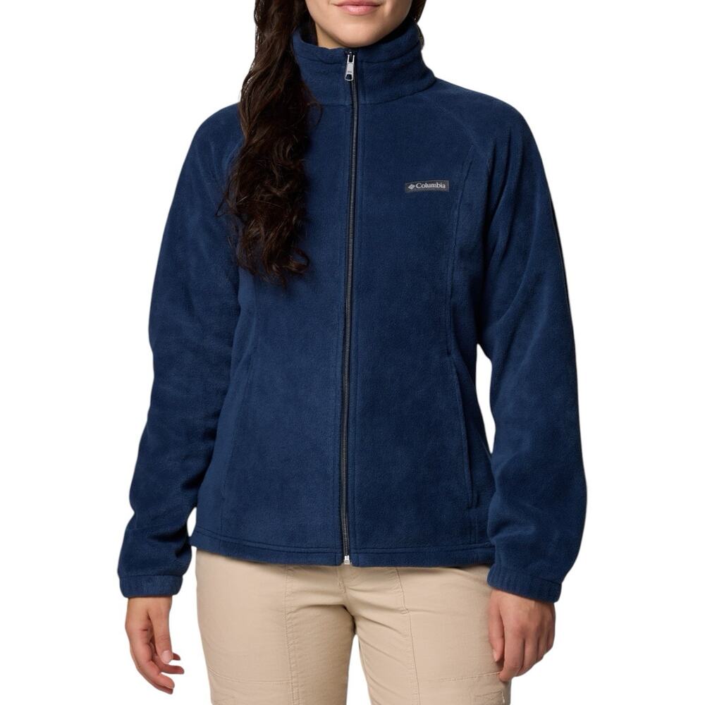 Columbia Full Zip Fleece‎ Jacket Women Size XS Soft Warm Navy Blue Coat